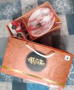 Red Marble Mug &amp; Plate Set #Combo Offer