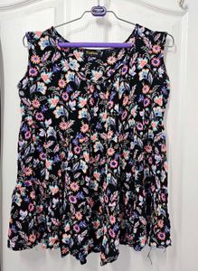 Black Floral Sleeveless Top
