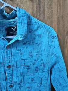 Blue Patterned Casual Shirt