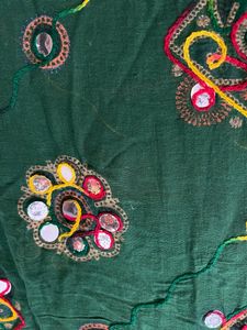 Green embroidery dupatta