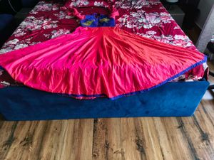 pink flare satin gown