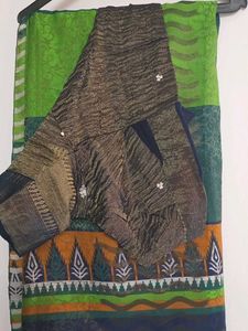 Kanjivaram Brasso Jute Silk Hand Print Saree