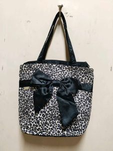 Leopard Print Tote Bag with Bow