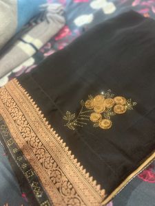 Saree With Boatneck Blouse
