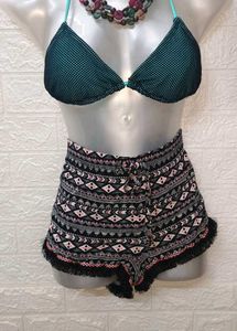 Blue And Black Bikini Top