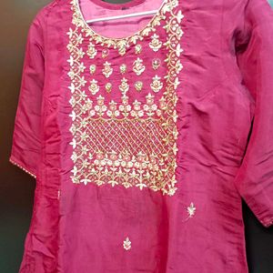 Maroon Kurta Pant Set - Size - 38/Large