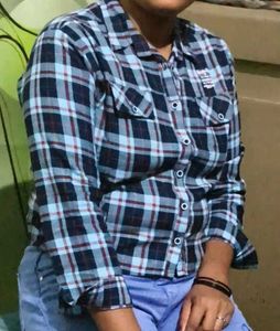 Blue & Black Plaid Flannel Shirt