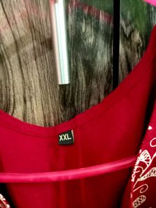 Red Embroidered cotton kurta