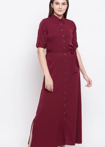 Women button down shirt maxi dress