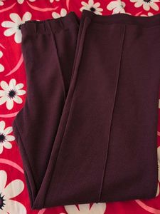 Burgundy Crepe Straight Leg Pants