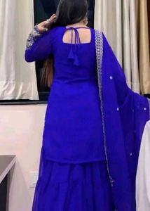 Elegant Blue sharara Suit with dupatta
