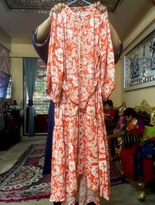 Cotton Up And Down Patter Floral Print Maxi Dress