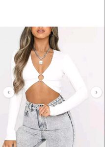 White Ring Detail Crop Top