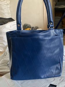 Stylish Blue Quilted Tote Bag