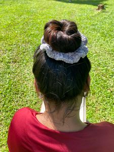 Grey Fluffy Scrunchie