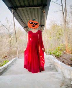 Last .Red Anarkali Kurta Set (bottom not availabl