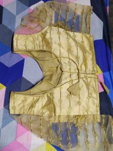 Golden Embroidered Blouse back open