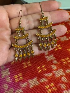 Golden Yellow Ethnic Earrings
