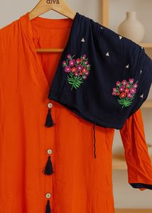 Orange Embroidered Kurta