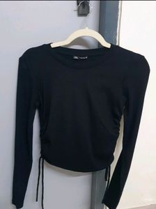 PRICE DROP Zara Dawstring Ribbed Black Top