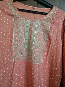 Polka Dot Embroidered Kurti