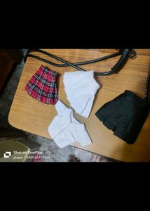 3 Mini Skirt With White Shirt For Doll