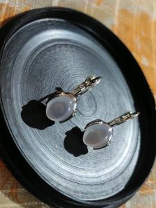 White Stoned Ring Earrings