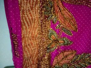 Decorated Rose Saree