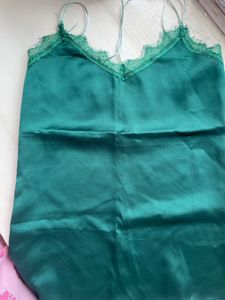Green Satin Tank Top