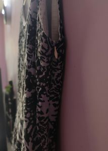 Lavender Black Printed A-Line Dress (Women)