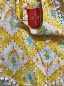 Girls Yellow Kurti Pant Set