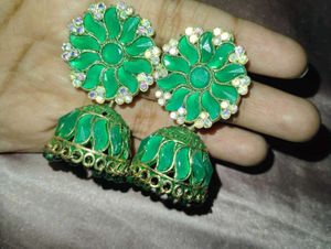 Green Jhumka Earrings💚✨