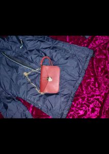 Women Blue Jacket And Purse Free