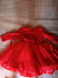 Red Tulle Dress with Bow