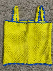 Crochet Tank Top - Yellow & Blue