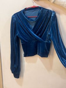 Blue Velvet Long Sleeve Top