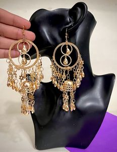 Monkdecor classic agate gold Huge Earrings .