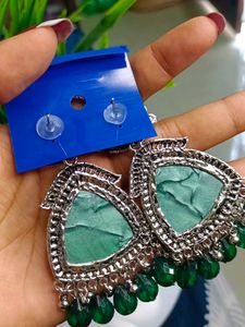 Green Oxidised Earrings