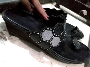 Black Sandals with Geometric Detail