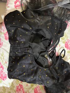 Fancy Sleeve Black Blouse