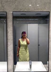 Embroidered Sleeveless Top green color