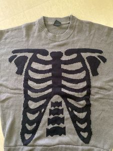 Skeleton Print Knit Sweater