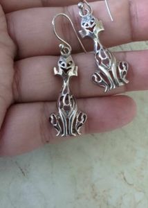 925 Sterling Silver Cat Earrings