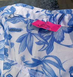 Blue Floral Sleeveless Top