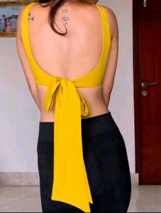 Cotton Padded Knot It Sleevless Deep Neck Blouse