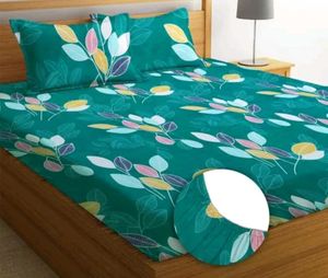 Glace Cotton Elastic Fitted Double Bedsheet