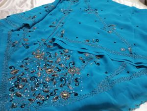 Blue Plain Designer Saree (Women)