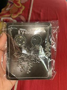 Silver Jhumka Earrings with Chain For Wedding