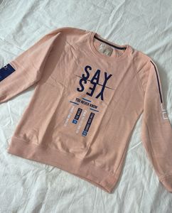Peach Graphic Print Sweatshirt