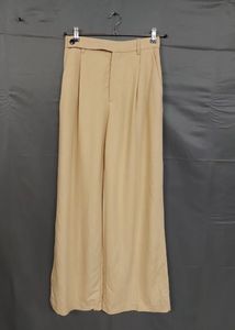 Beige Wide Leg Trousers